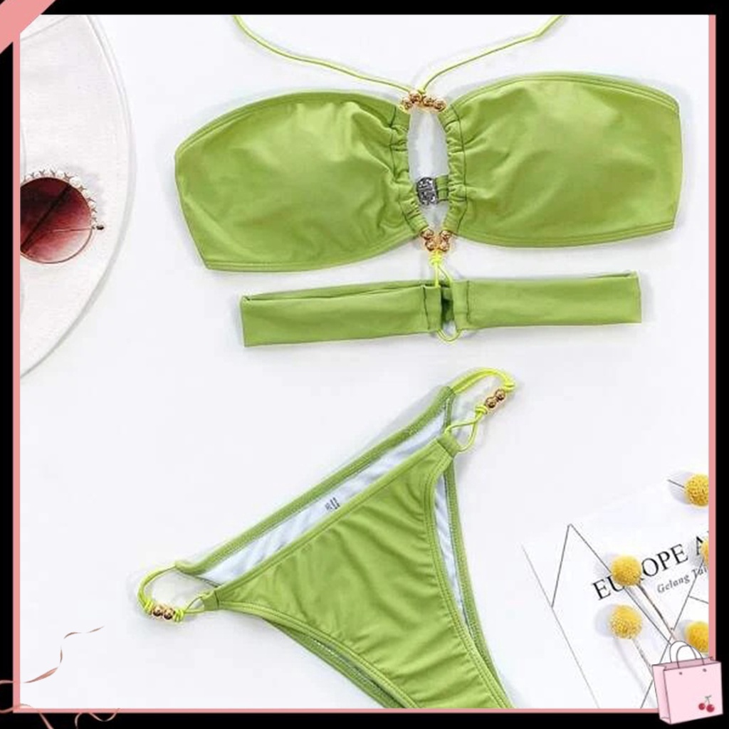 Bộ Đồ Bơi Bikini Hai Mảnh Bằng Polyester Siêu Mềm Chống Mài Mòn Cho Nữ