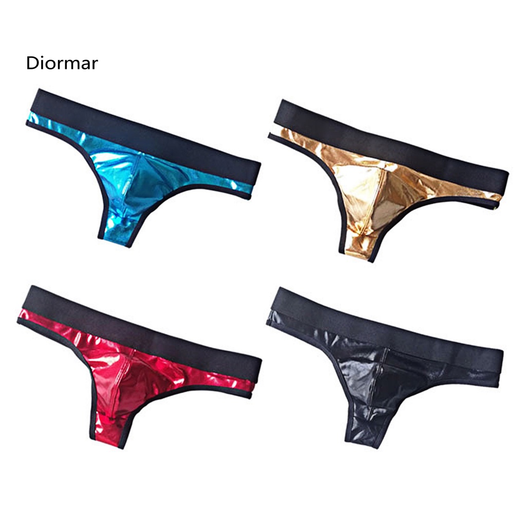 Quần Lót Lưng Thấp Giả Da Co Giãn Nhanh Khô Phối Màu Tương Phản Thời Trang Tiệc Tùng Cho Nam
