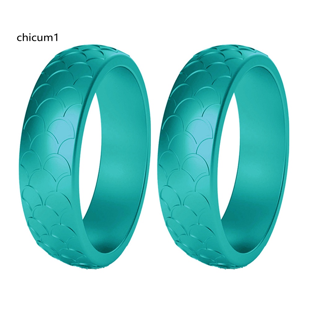 Set 2 Nhẫn Silicone Họa Tiết Vảy Cá Cho Nữ