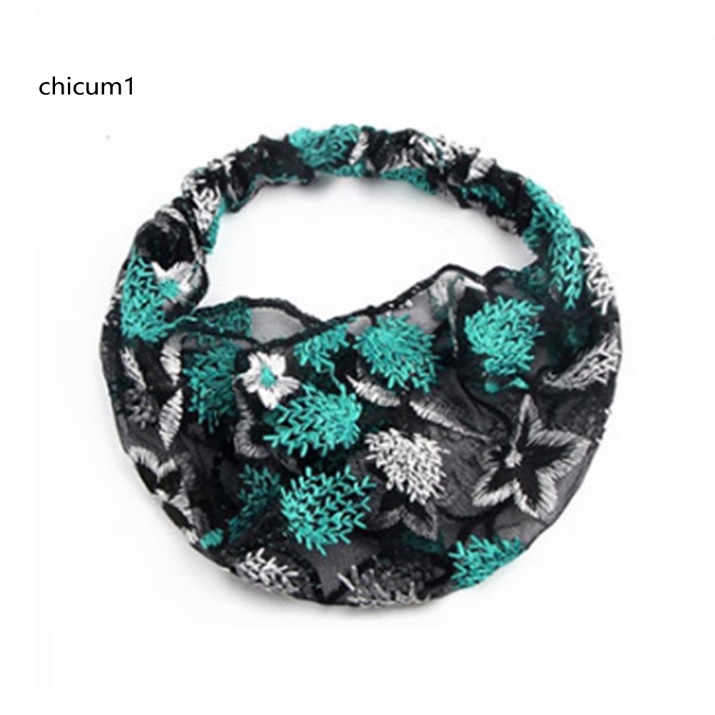 Băng Đô Vải Tuyn Bản Rộng Thêu Hoa / Ngôi Sao Kiểu Trung Hoa Cổ Điển