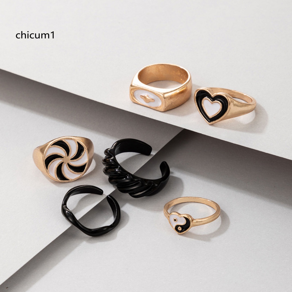 Set 6 Nhẫn Tay Phong Cách Thời Trang Unisex