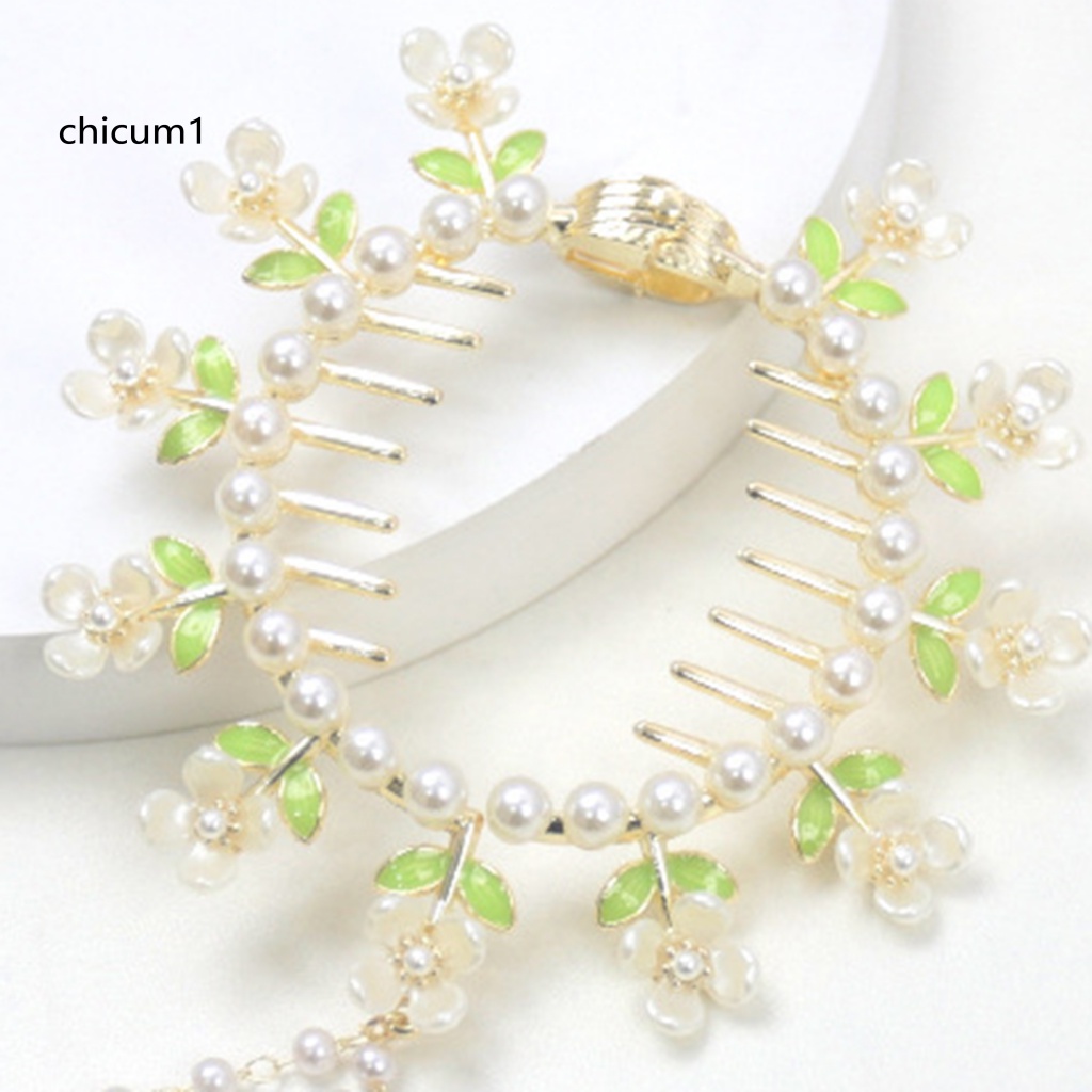 Kẹp Tóc Đính Ngọc Trai Giả Bằng Thép Không Gỉ Trang Trí Tóc Đuôi Ngựa Cho Nữ