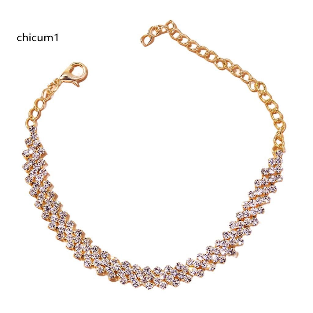 1 Lắc Chân Dây Xích Co Giãn Đính Đá Lấp Lánh Có Thể Điều Chỉnh Trang Trí Thời Trang Dành Cho Nữ