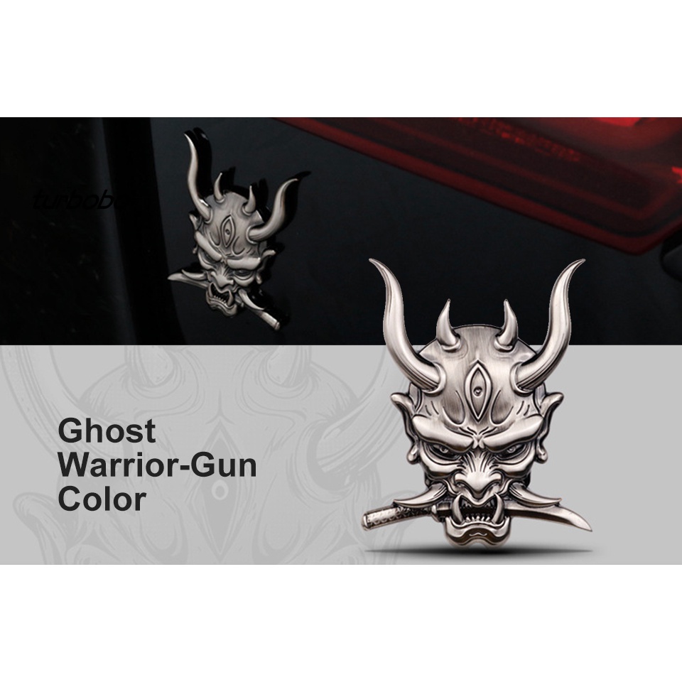 Miếng Dán Trang Trí Xe Hơi Tự Dính Chống Thấm Nước Hình Đầu Lâu Chiến Binh Nhật Bản 3D Sáng Tạo