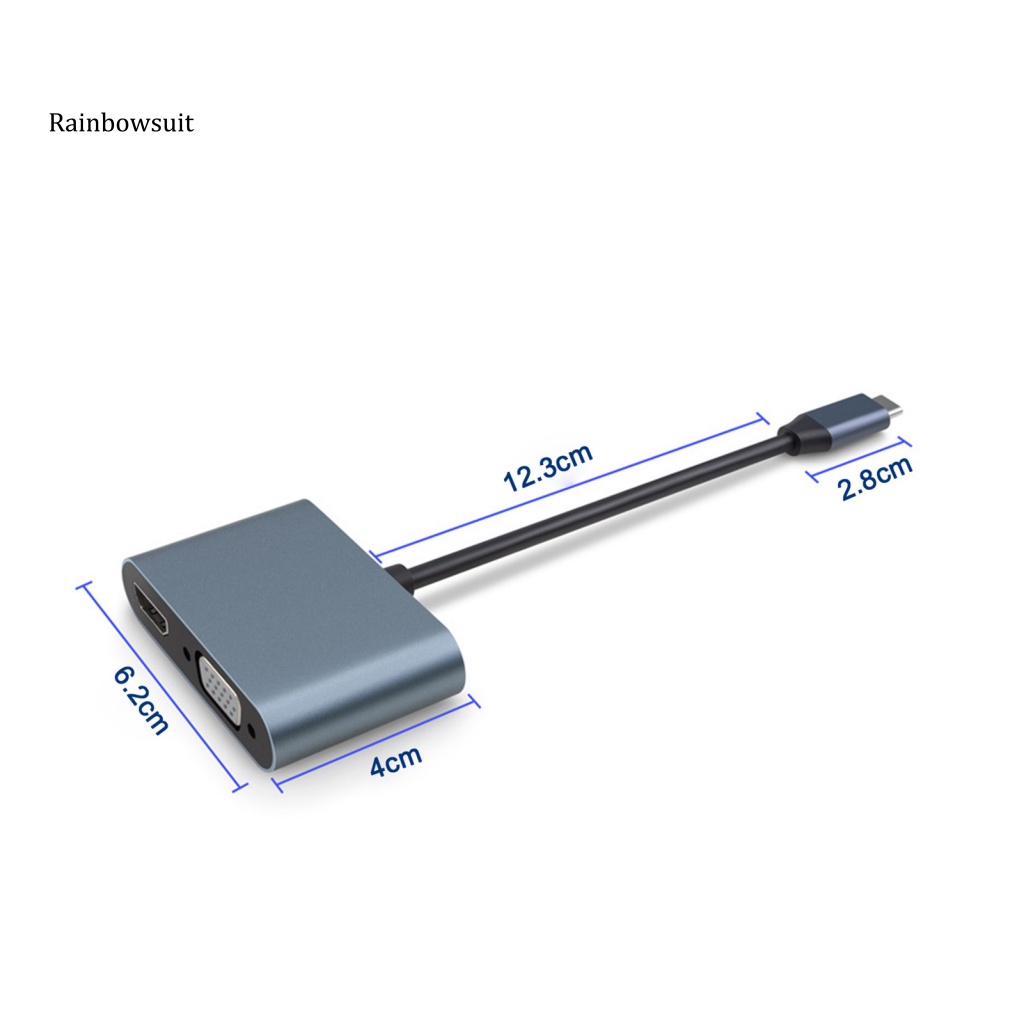 Đầu Chuyển Đổi USB-C Sang HDMI-C 4 Trong 1 4K 1080P Siêu Trong Suốt Chuyên Nghiệp Cho Máy Phát Điện VGA USB30 PD