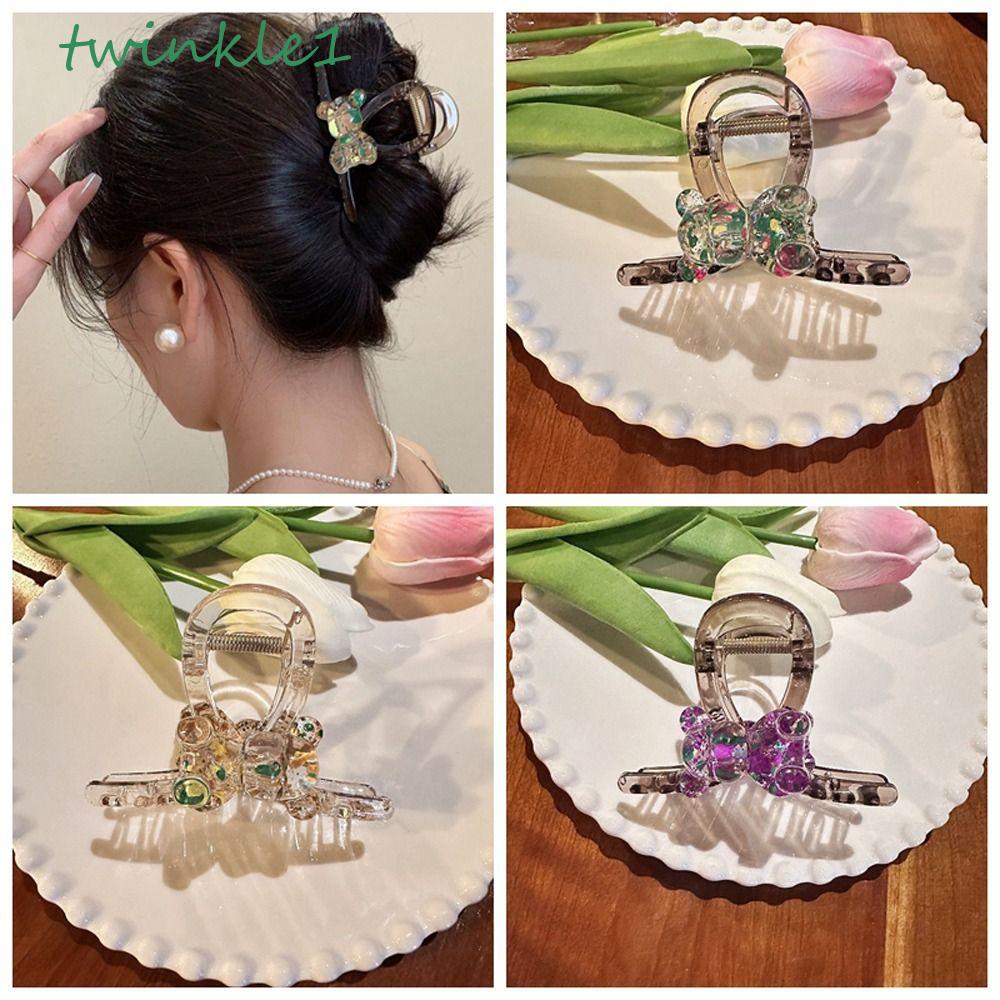 TWINKLE Kẹp Tóc Càng Cua Bằng Acrylic Trong Suốt Hình Gấu Phong Cách Hàn Quốc Cho Nữ