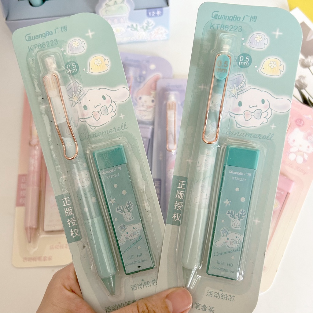 Bộ Bút Chì Bấm Họa Tiết Mèo Melody Dễ Thương Cho Học Sinh