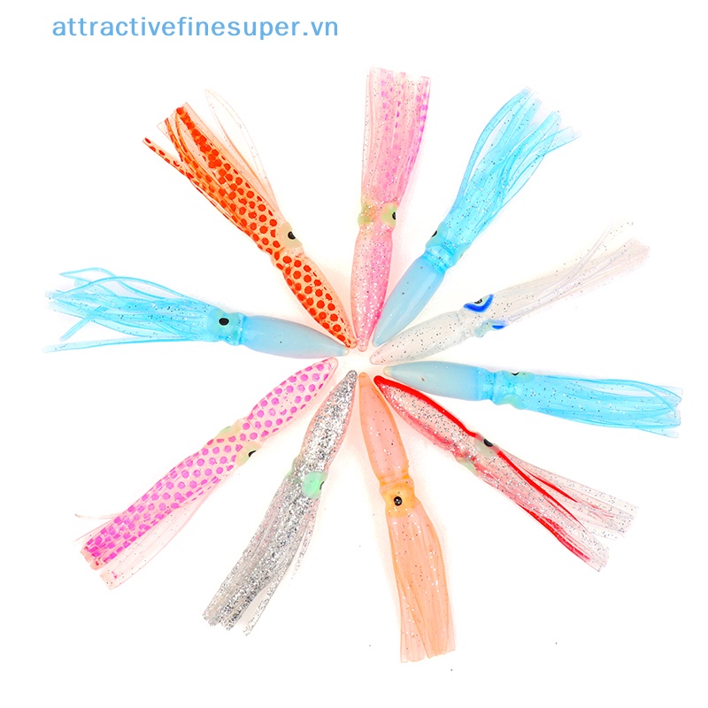 10 Mồi Mực Cao Su Mềm Phát Sáng Trong Đêm Cho Câu Cá