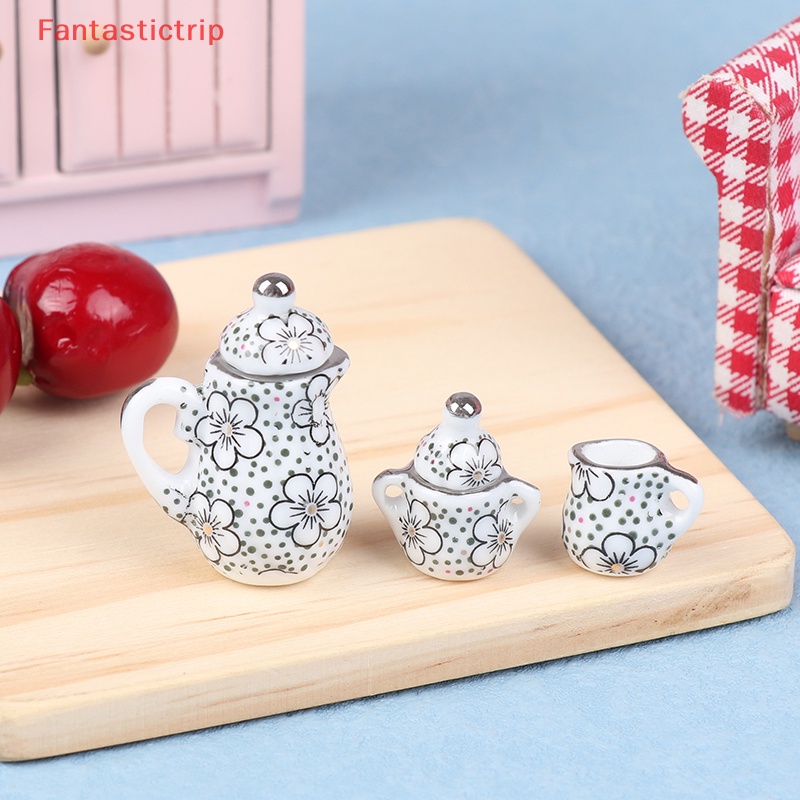 1 Bộ Ấm Tách Uống Trà Bằng Sứ 1: 12 Trang Trí Nhà Búp Bê DIY Mới