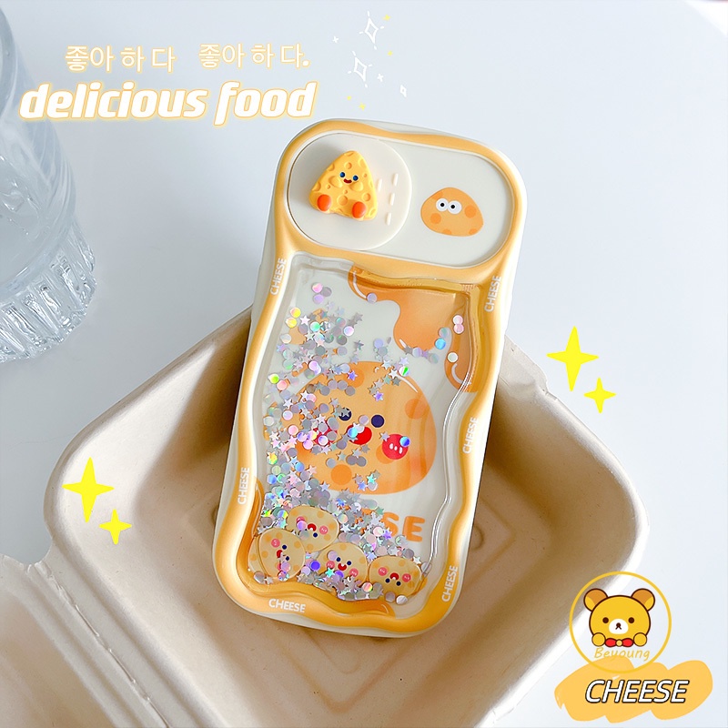 Ốp Điện Thoại Cát Chảy In Hình Phô Mai Hoạt Hình Cho iPhone 14 Plus 14 13 12 Pro Max 11