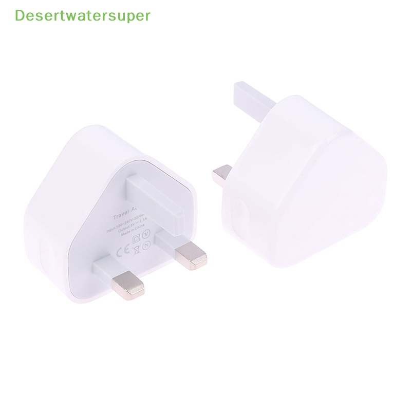 Cốc Sạc Nhanh 2.4A 2 Cổng USB 3 Chấu Phích Cắm UK