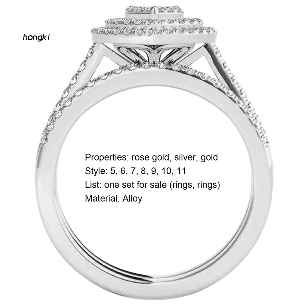 Set 2 NhẫN CướI HìNh TráI Tim ĐíNh Kim Cương Giả