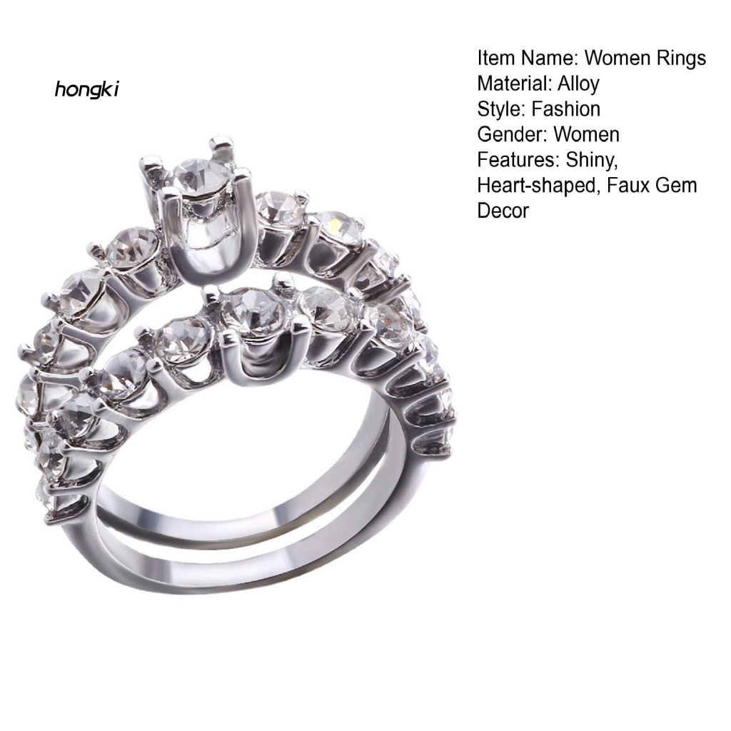 Set 2 NhẫN ĐíNh Đá HìNh TráI Tim LấP LáNh