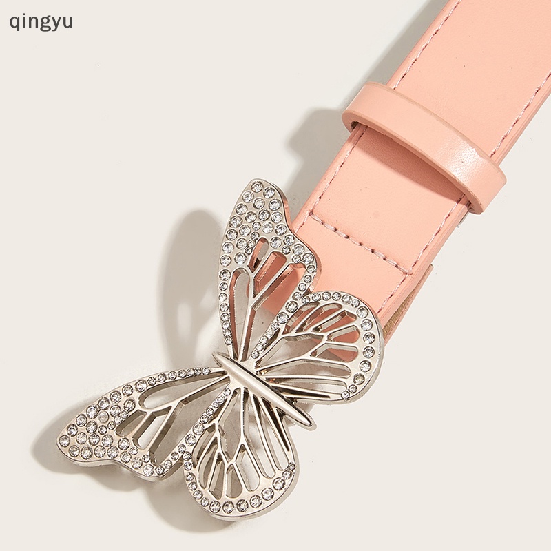 Thắt Lưng Da Pu Khóa Hình Bướm Đính Đá Độc Đáo Thời Trang Cho Nữ