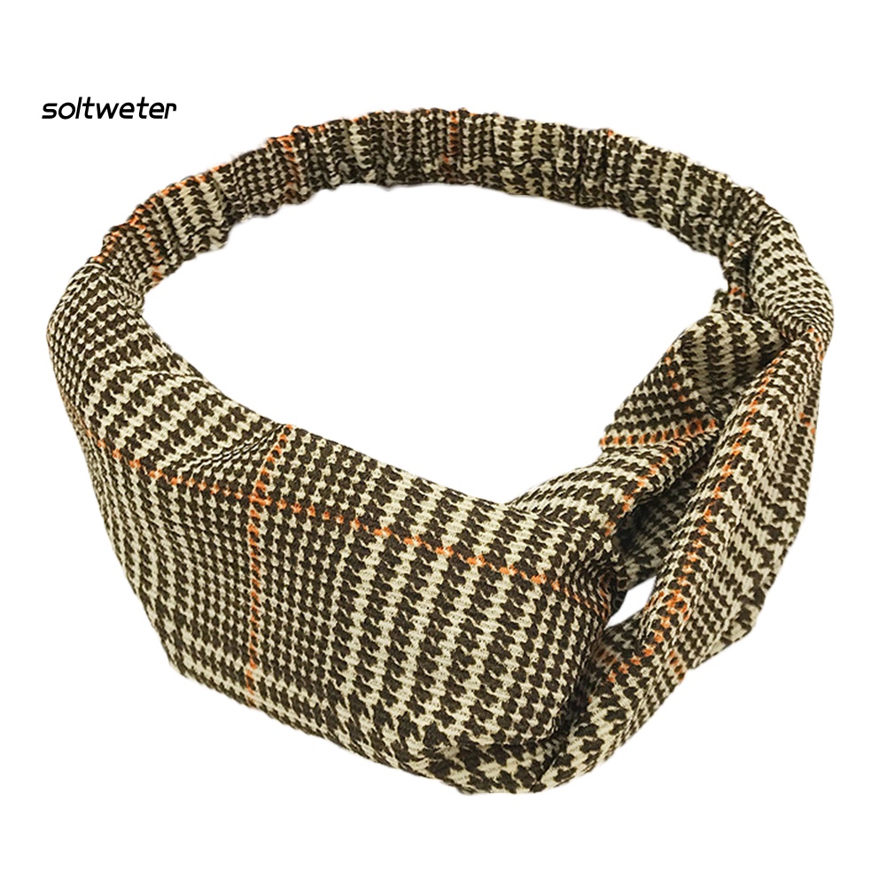 Băng Đô Cài Tóc Bản Rộng Co Giãn In Họa Tiết Kẻ Sọc Cho Nữ