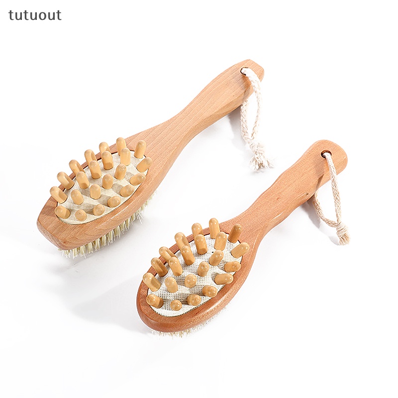 Bàn Chải Tắm Hai Mặt Tẩy Tế Bào Chết Mát Xa Tay Cầm Dài Tiện Dụng