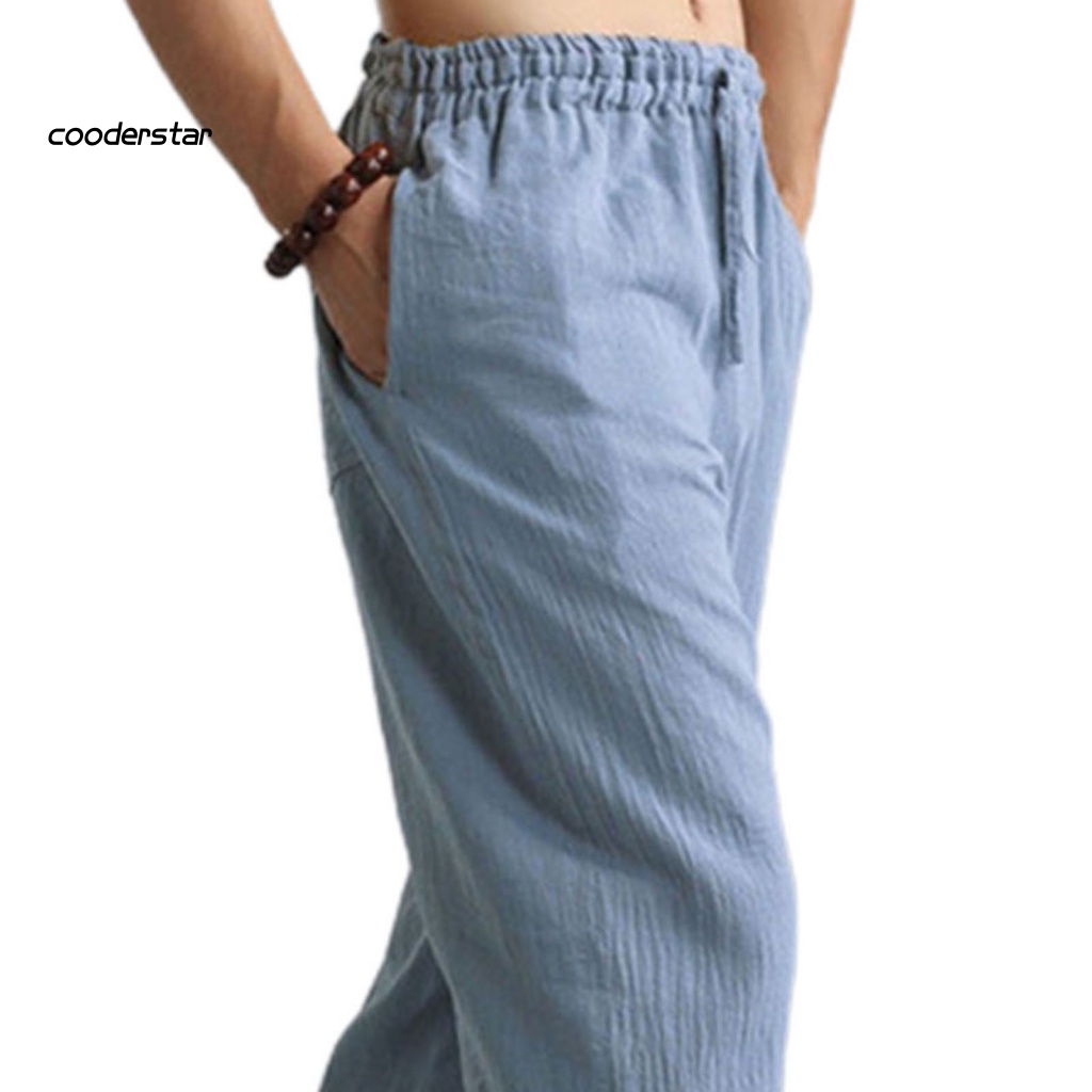 Quần Dài Lưng Thun Màu Sắc Đơn Giản Thoáng Khí Thời Trang Đường Phố Cho Nam