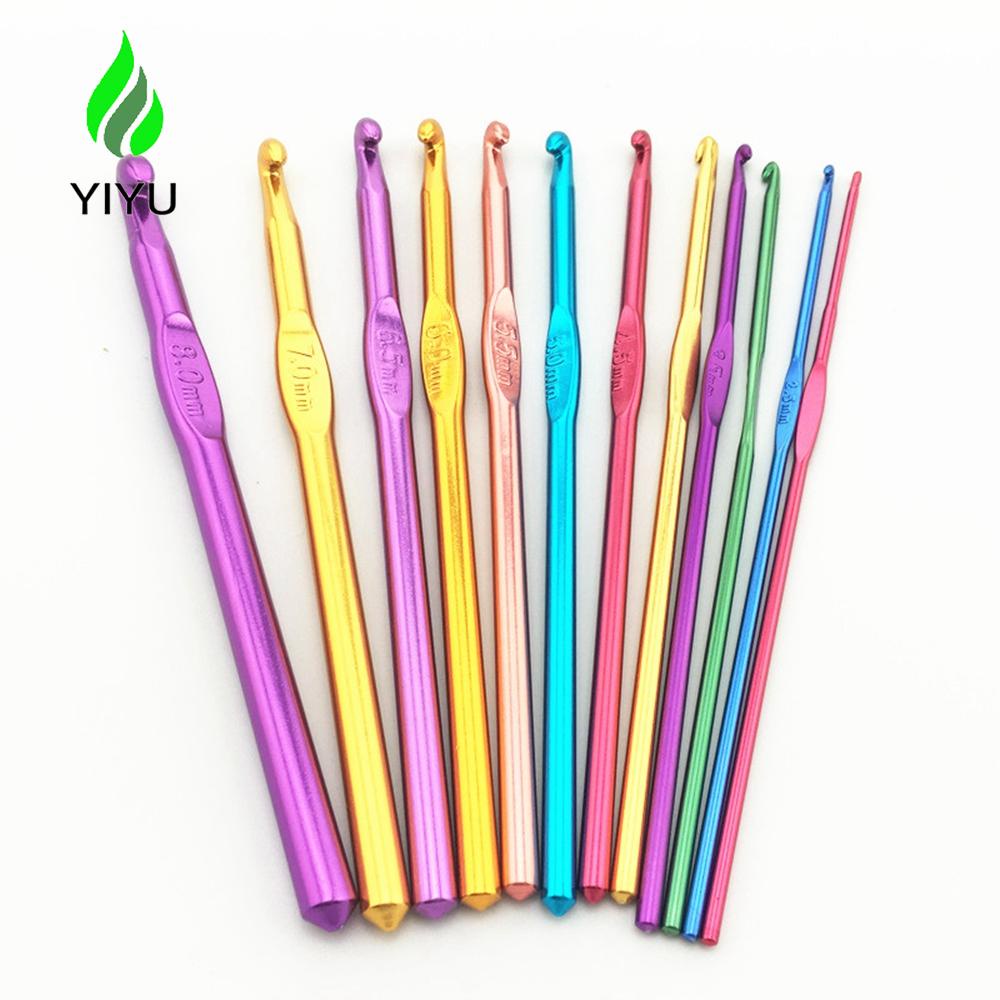 YIYU Bộ Kim Đan Len Tay Cầm Bằng Nhôm Nhiều Màu Tiện Dụng