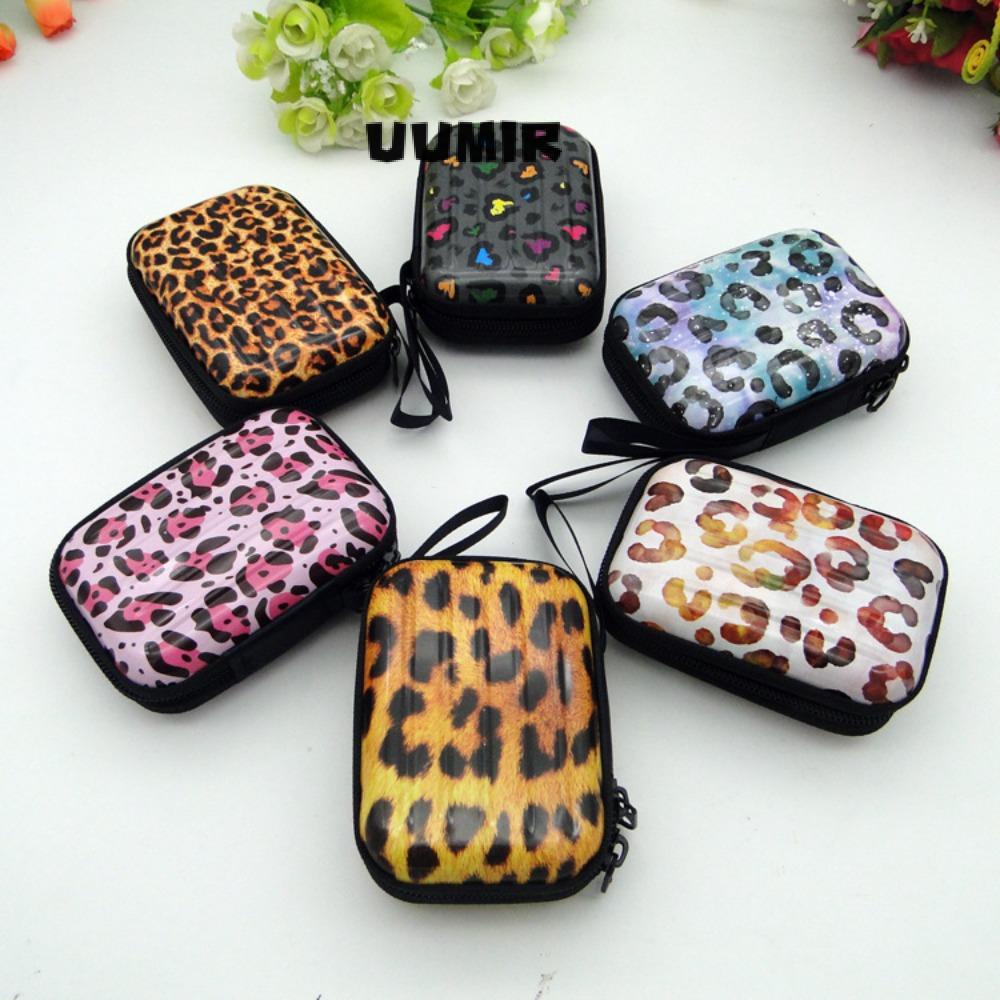 UUMIR Túi Đựng Dây Cáp Sạc Có Khóa Kéo Họa Tiết Da Báo Tiện Dụng