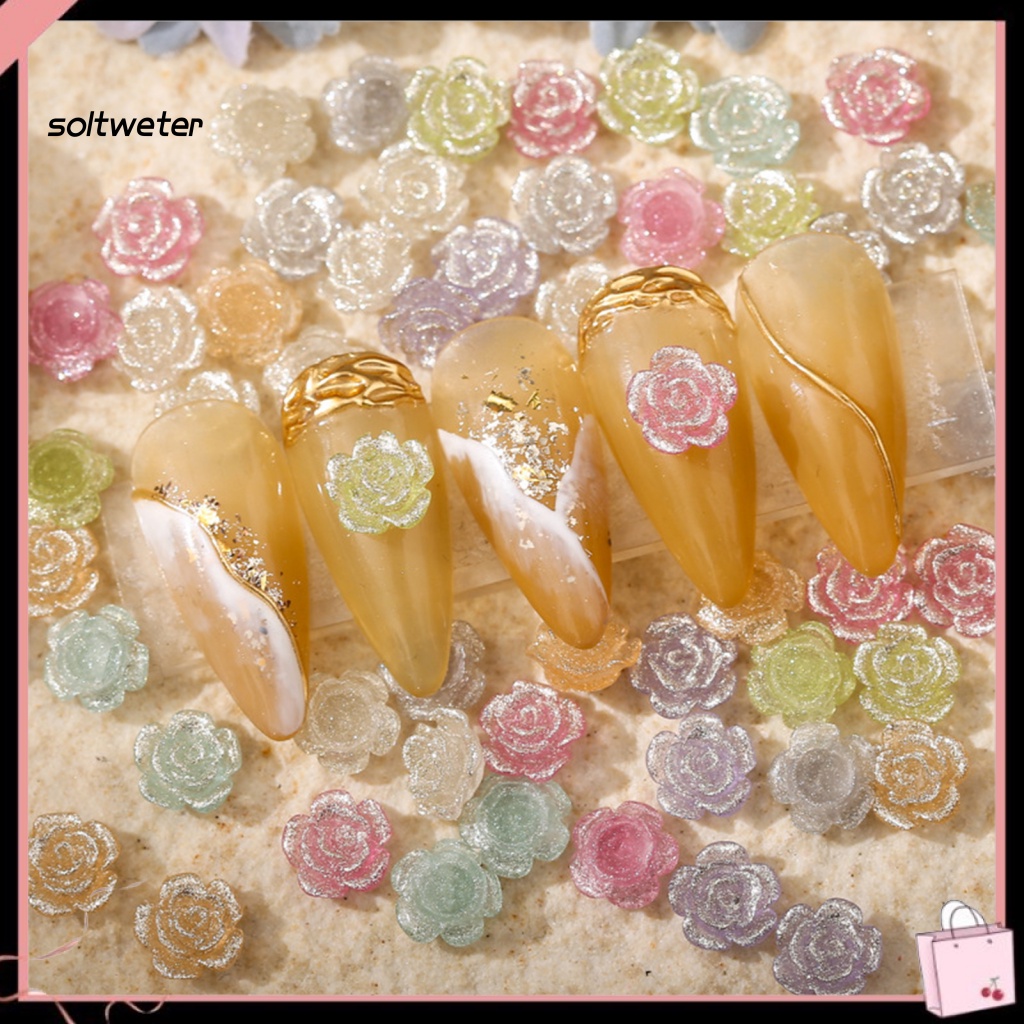 Bộ 50 Hoa Trà 3D Bằng Nhựa Màu Sắc Sống Động Dùng Trang Trí Móng Tay Nghệ Thuật
