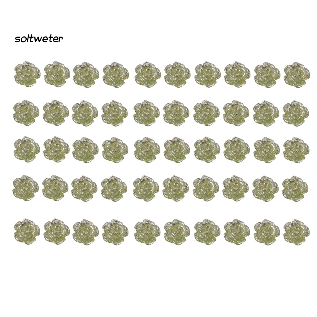 Bộ 50 Hoa Trà 3D Bằng Nhựa Màu Sắc Sống Động Dùng Trang Trí Móng Tay Nghệ Thuật