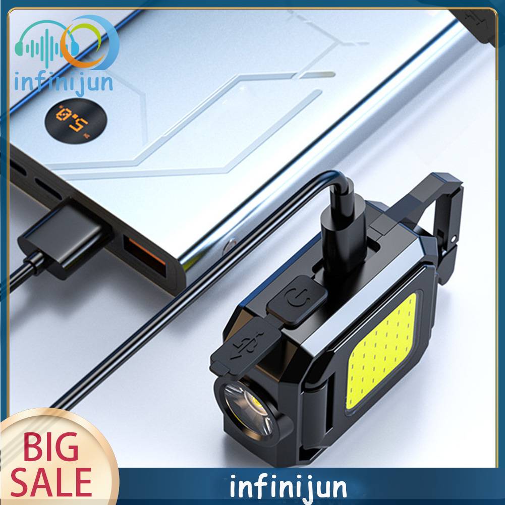 Móc Khóa Đèn LED 1000LM COB 800mAh Type-C USB Chống Thấm Nước IPX4