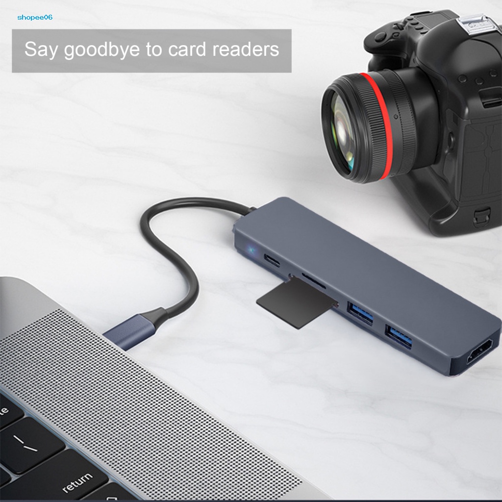 Đế Nối Dài Chống Nhiễu Ổn Định Đầu Ra Type-C Sang HDMI-D USB TF / SD-Card 6 Trong 1 Cho Máy Chiếu