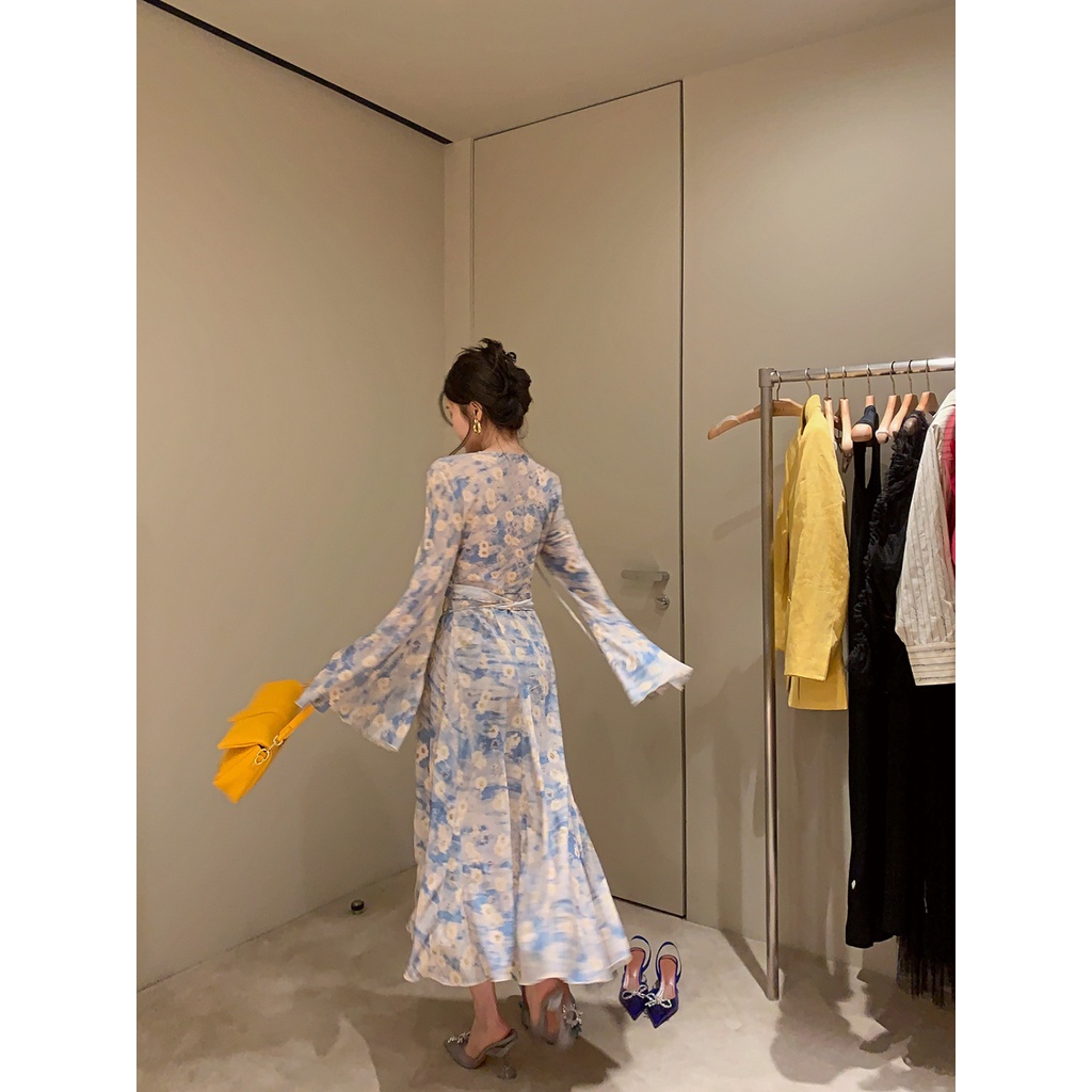 Đầm Hoa Cúc Dáng Dài Cột Dây Kiểu Pháp Thời Trang Đi Biển Mùa Hè 2023