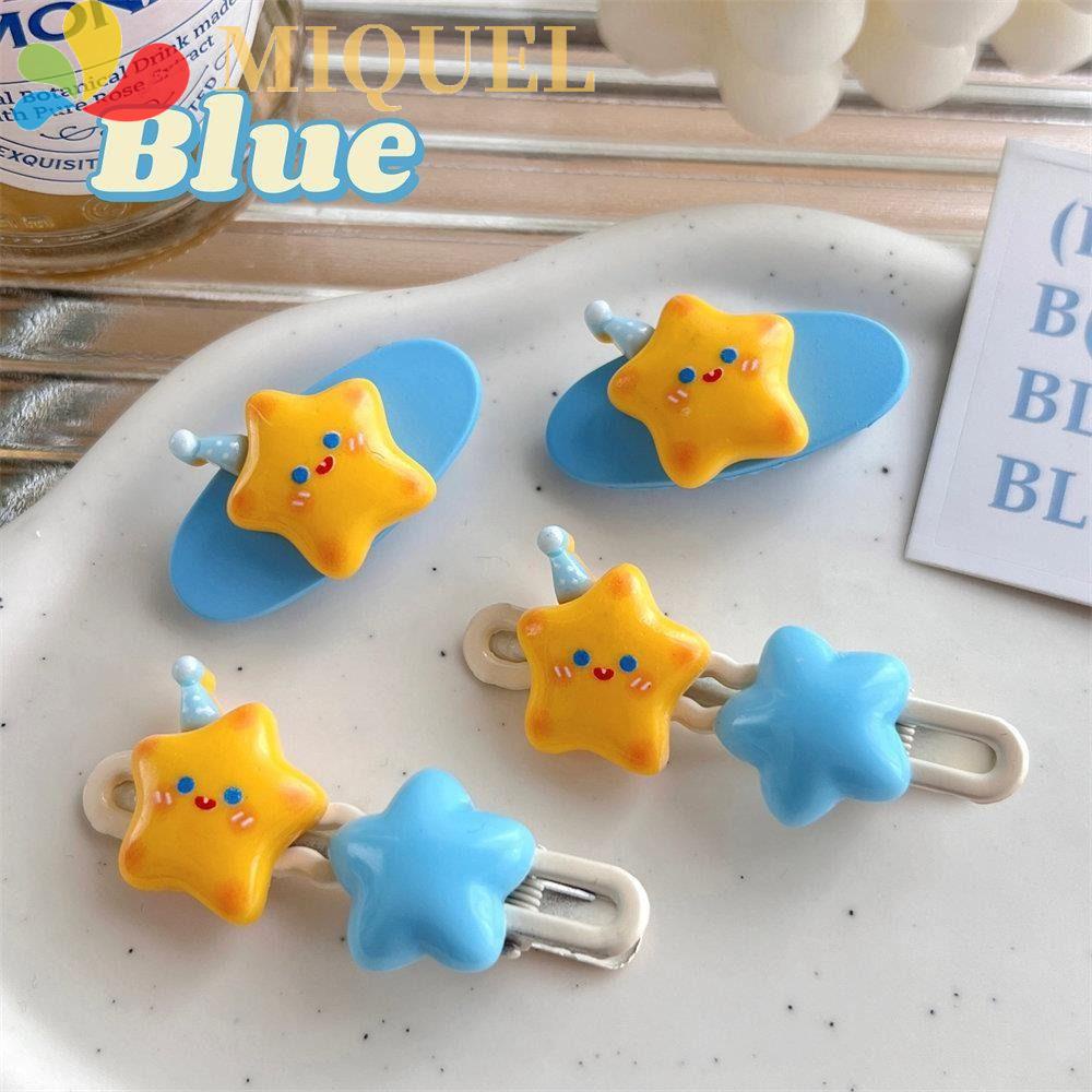 MIQUEL Kẹp Tóc Hình Ngôi Sao / Oval Nhỏ 3D Ngọt Ngào Xinh Xắn