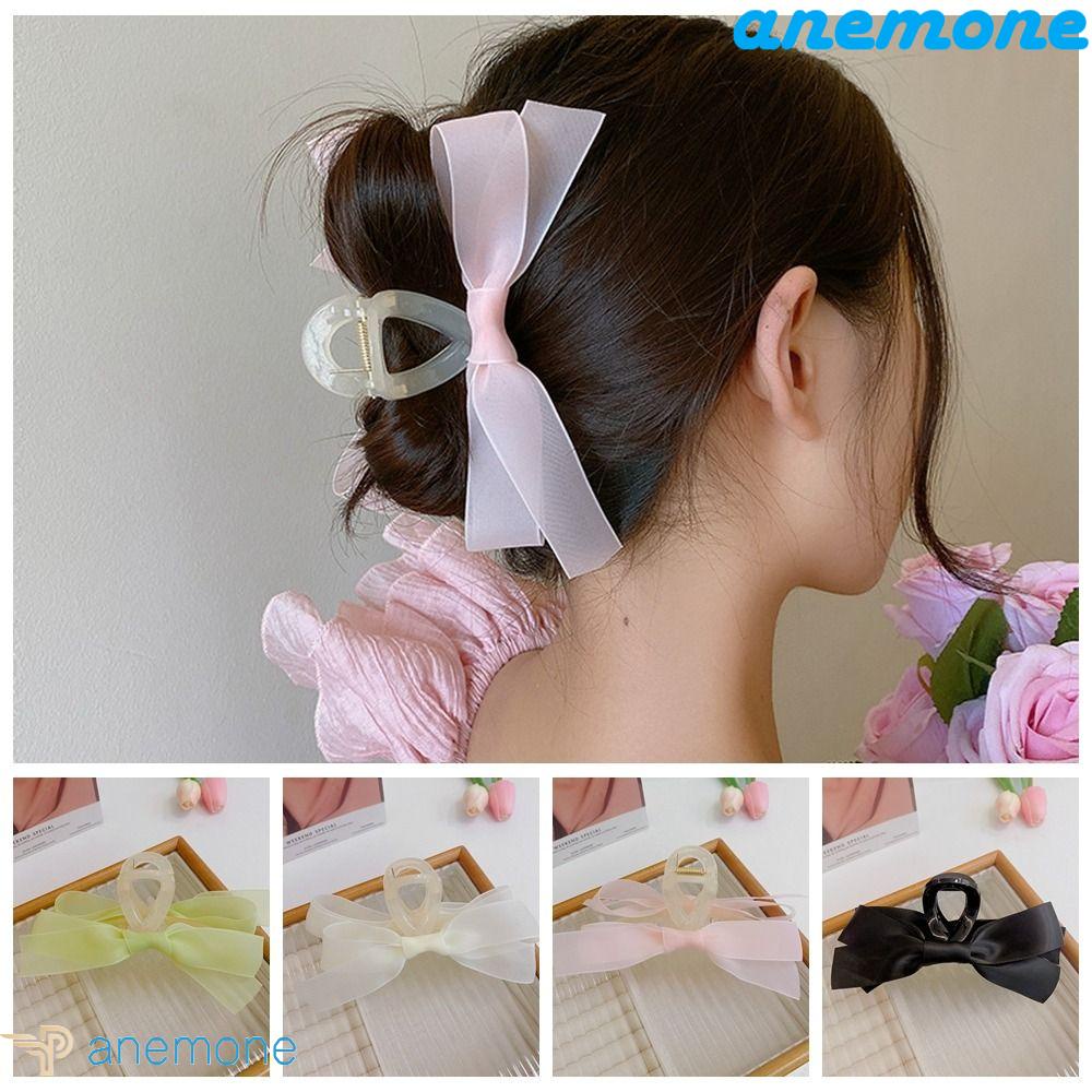 ANEMONE Kẹp Tóc Nơ Lưới Cỡ Lớn Phong Cách Hàn Quốc Thời Trang Cho Nữ