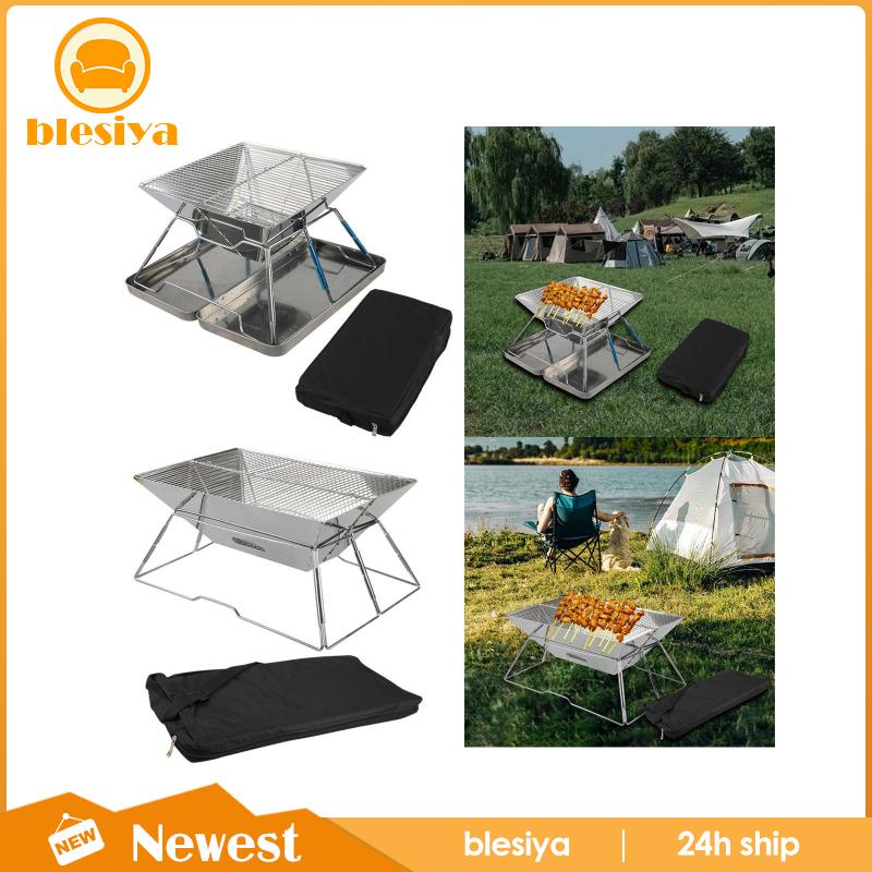 Vỉ Nướng Bbq Bằng Thép Không Gỉ Có Thể Gấp Gọn Tiện Dụng Cho Gia Đình / Đi Biển / Cắm Trại