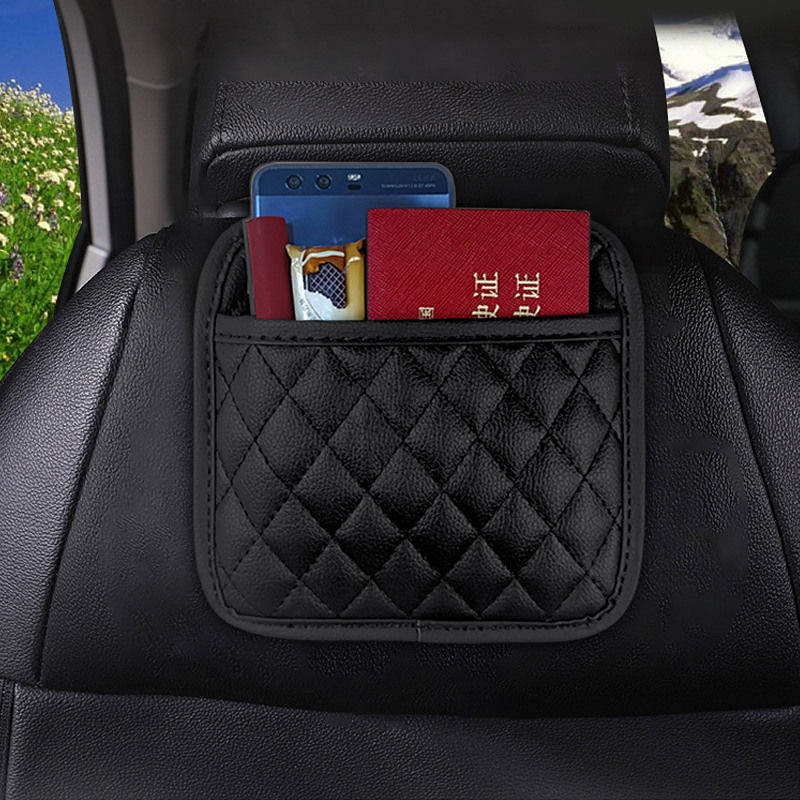 Car Storage Bag Buggy Bag Car Adhesive Storage Box Mobile Phone Bag Sundries Storage Box Car Interior Decoration Tableware Storage Glbj