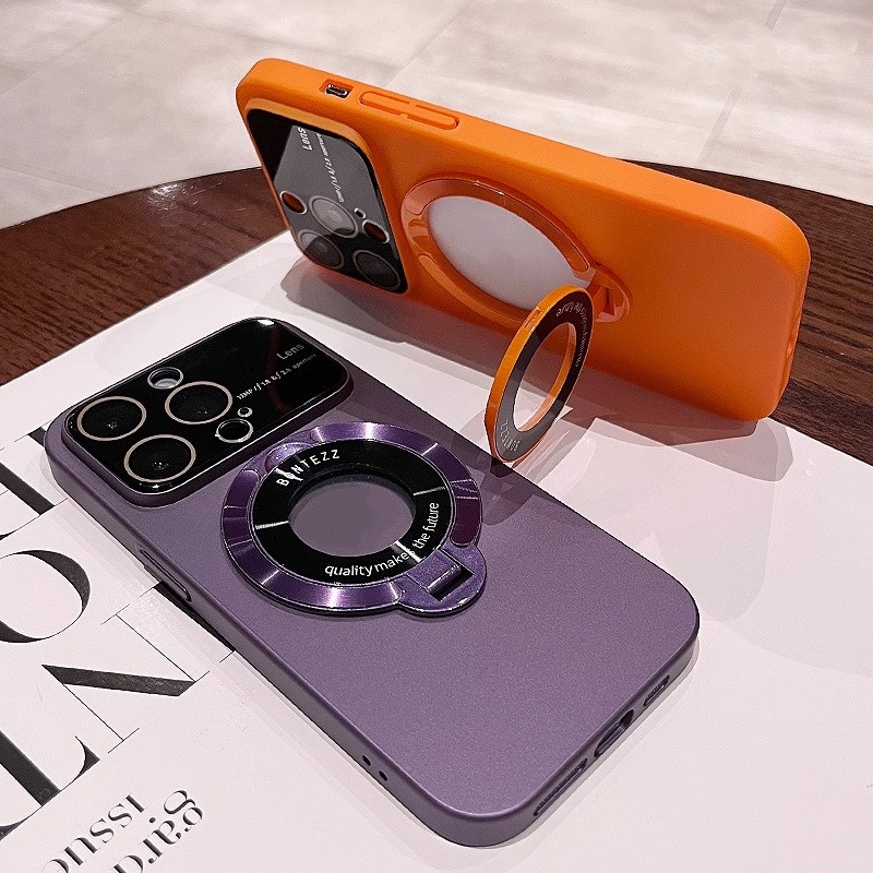 Ốp Điện Thoại PC In Logo Sang Trọng Kèm Giá Đỡ Từ Tính Bảo Vệ Camera Cho iPhone 14 Pro 13 11 12 Pro Max 14Plus