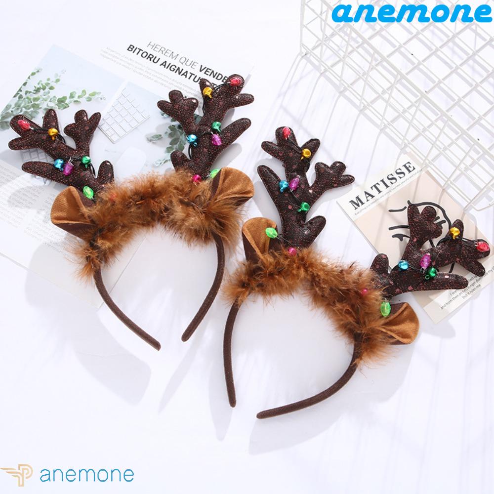 ANEMONE Băng Đô Cài Tóc Hình Sừng Tuần Lộc Giáng Sinh Phát Sáng Độc Đáo