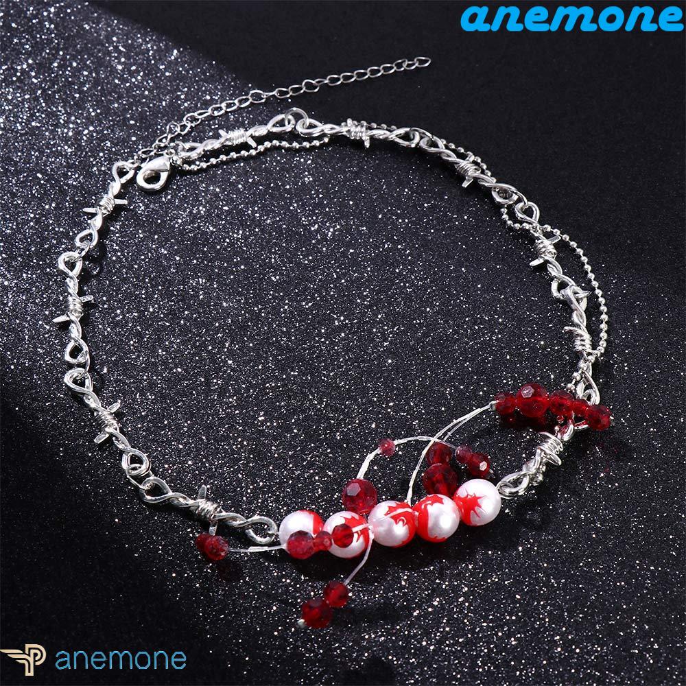 ANEMONE Vòng Cổ Tua Rua Màu Sắc Đơn Giản Phong Cách Gothic Hàn Quốc