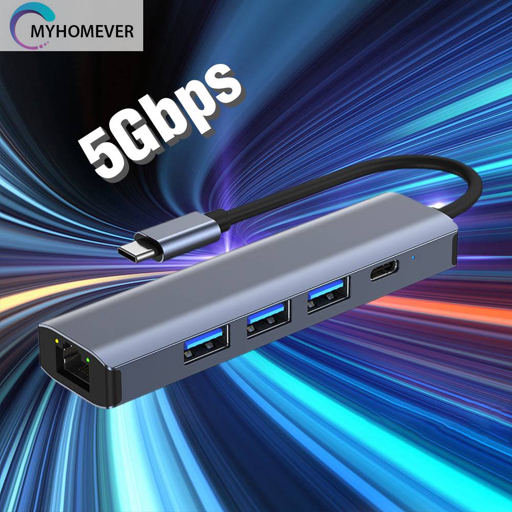 Hub 5 Trong 1 USB C Hub 100W PD 5Gbps Type C Sang USB 3.0 + Phụ Kiện Đi Kèm