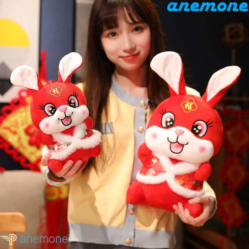 ANEMONE Thỏ Nhồi Bông Chất Liệu Cotton Phong Cách Trung Hoa Dễ Thương Dùng Để Trang Trí Nhà Dịp Năm Mới