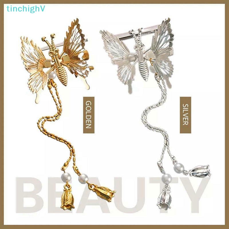 [TinchighV] 1 Kẹp Tóc Hình Bướm Tua Rua Thanh Lịch Lấp Lánh Dành Cho Nữ [Mới]