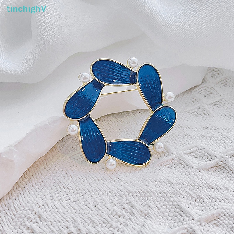 [TinchighV] Ghim Cài Áo Hình Cánh Hoa Tròn Màu Xanh Dương Thời Trang Dự Tiệc Cho Nữ [Mới]