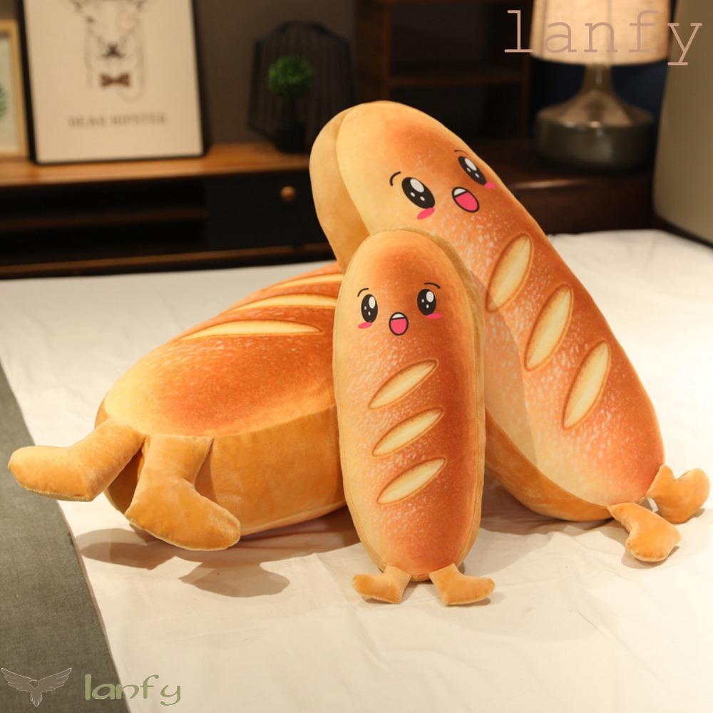 LANFY Gối Ôm Nhồi Bông Mềm Mại Thiết Kế Kiểu Bánh Mì Biểu Tượng Cảm Xúc Độc Đáo Xinh Xắn
