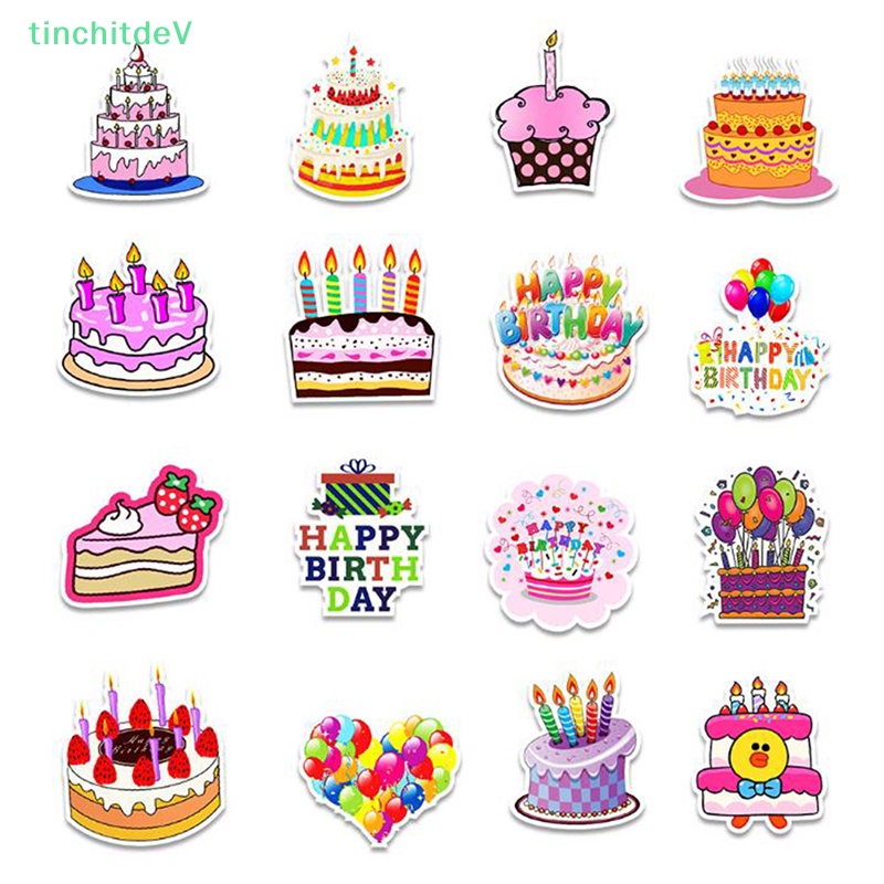 [TinchitdeV] 50 Miếng Dán Hoạt Hình Happy Birthday Trang Trí Laptop Điện Thoại Ván Trượt Xe Hơi [Mới]