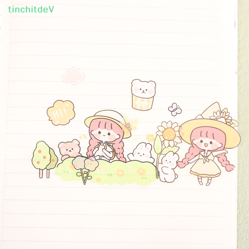 Set 100 Tờ Hình Dán Cô Gái Dễ Thương Trang Trí Sổ Tay / Điện Thoại