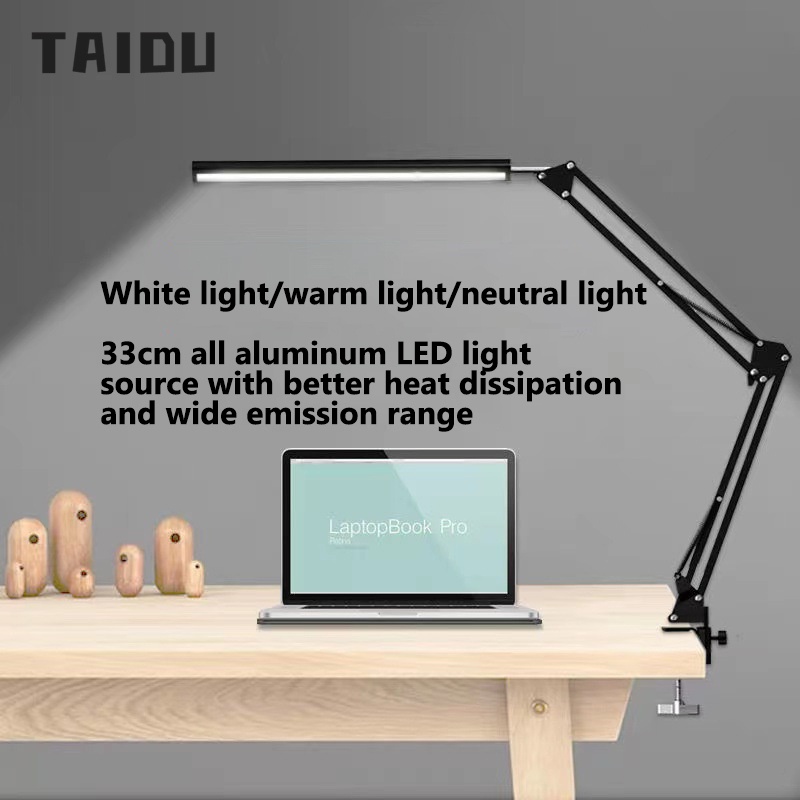 TAIDU Đèn bàn LED bảo vệ mắt Học cách đọc Đèn bàn USB có thể điều chỉnh cánh tay dài đa năng
