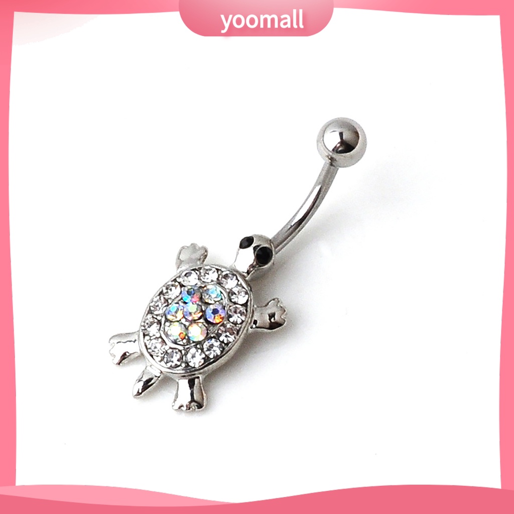 Khuyên Rốn Hình Rùa Đính Đá Nhiều Màu Dễ Thương 16G