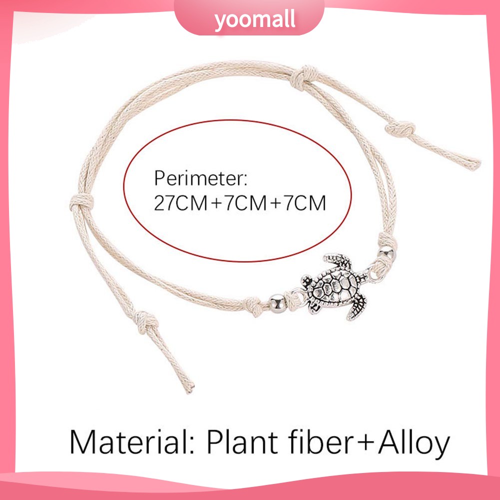 Lắc Chân Bện Dây Thủ Công Mặt Hình Rùa Phong Cách Vintage Cho Nữ