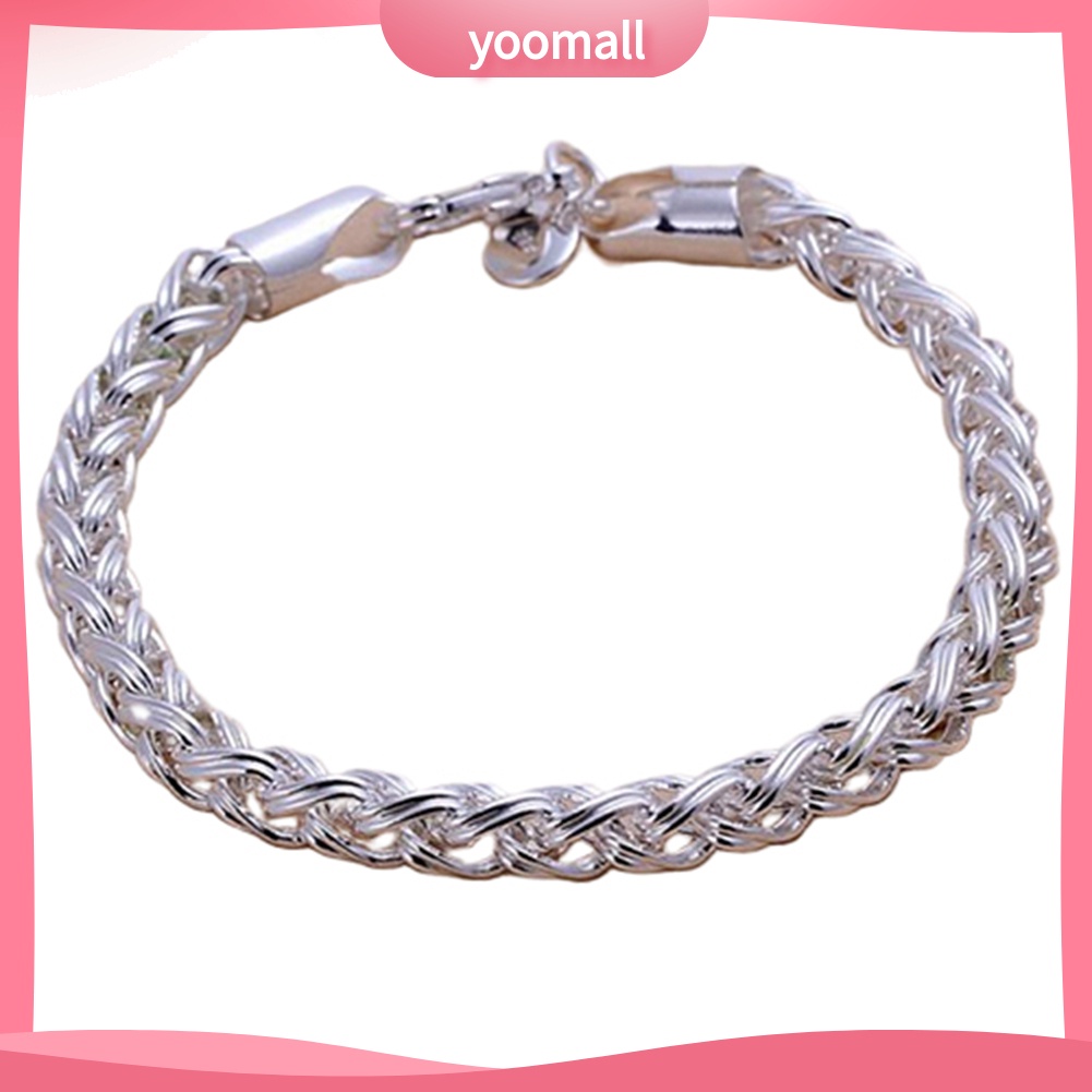 Vòng Tay Mạ Bạc Kiểu Dây Bện Đơn Giản Thời Trang Cho Nữ