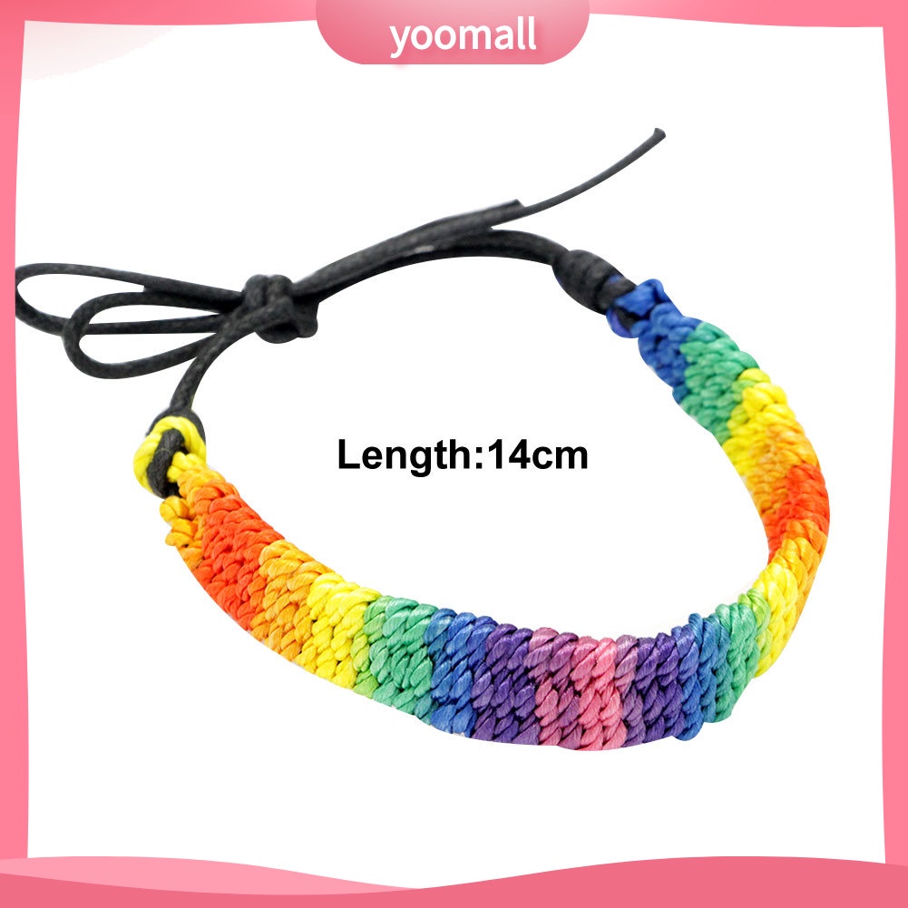 Vòng Tay Giả Da Bện Màu Cầu Vồng Phong Cách Vintage Có Thể Điều Chỉnh Kích Cỡ