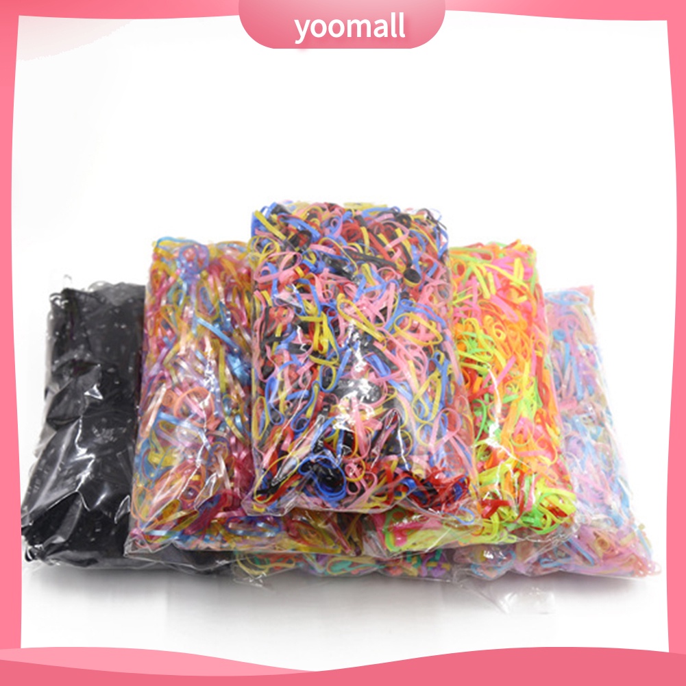 Hộp 2000 Dây Buộc Tóc Chất Liệu Cao Su TPU Co Giãn Nhiều Màu Sắc Cho Bé Gái