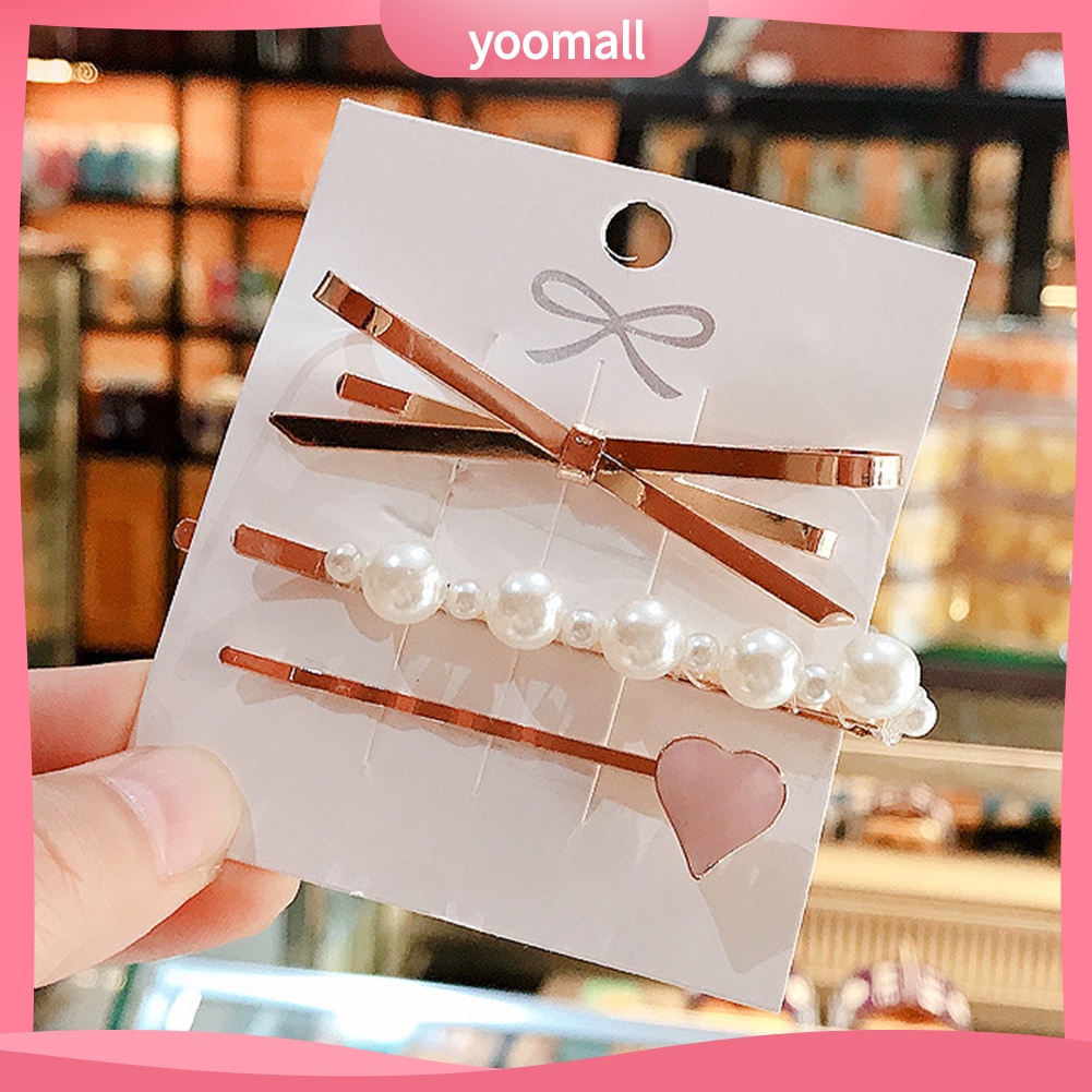 Set 2 / 3 Kẹp Tóc Hình Chú Ong / Lá / Con Ong Đính Ngọc Trai Nhân Tạo Thời Trang