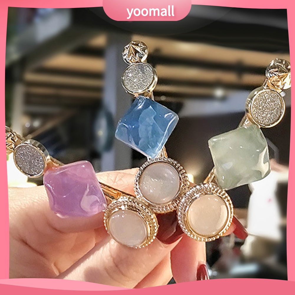 Kẹp Tóc Nữ Hình Tròn / Vuông Kiểu Dáng Thời Trang